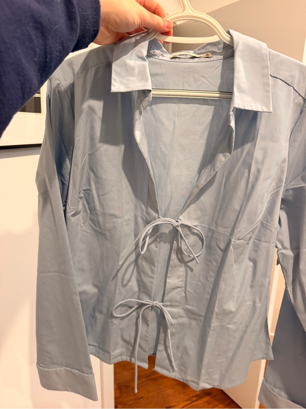 Light Blue Tie-Front Shirt